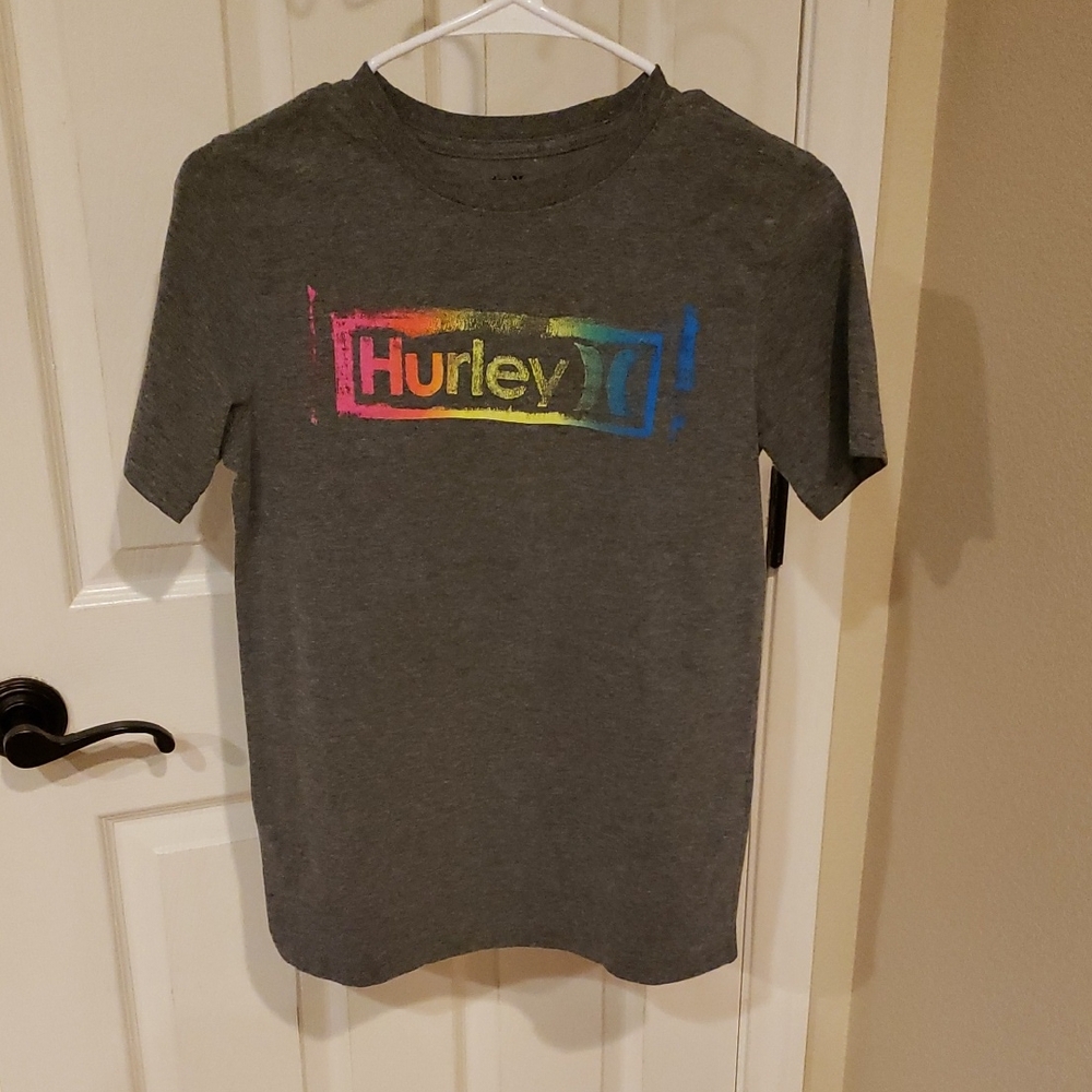 Hurley Kids Tee - Gray with Rainbow Logo